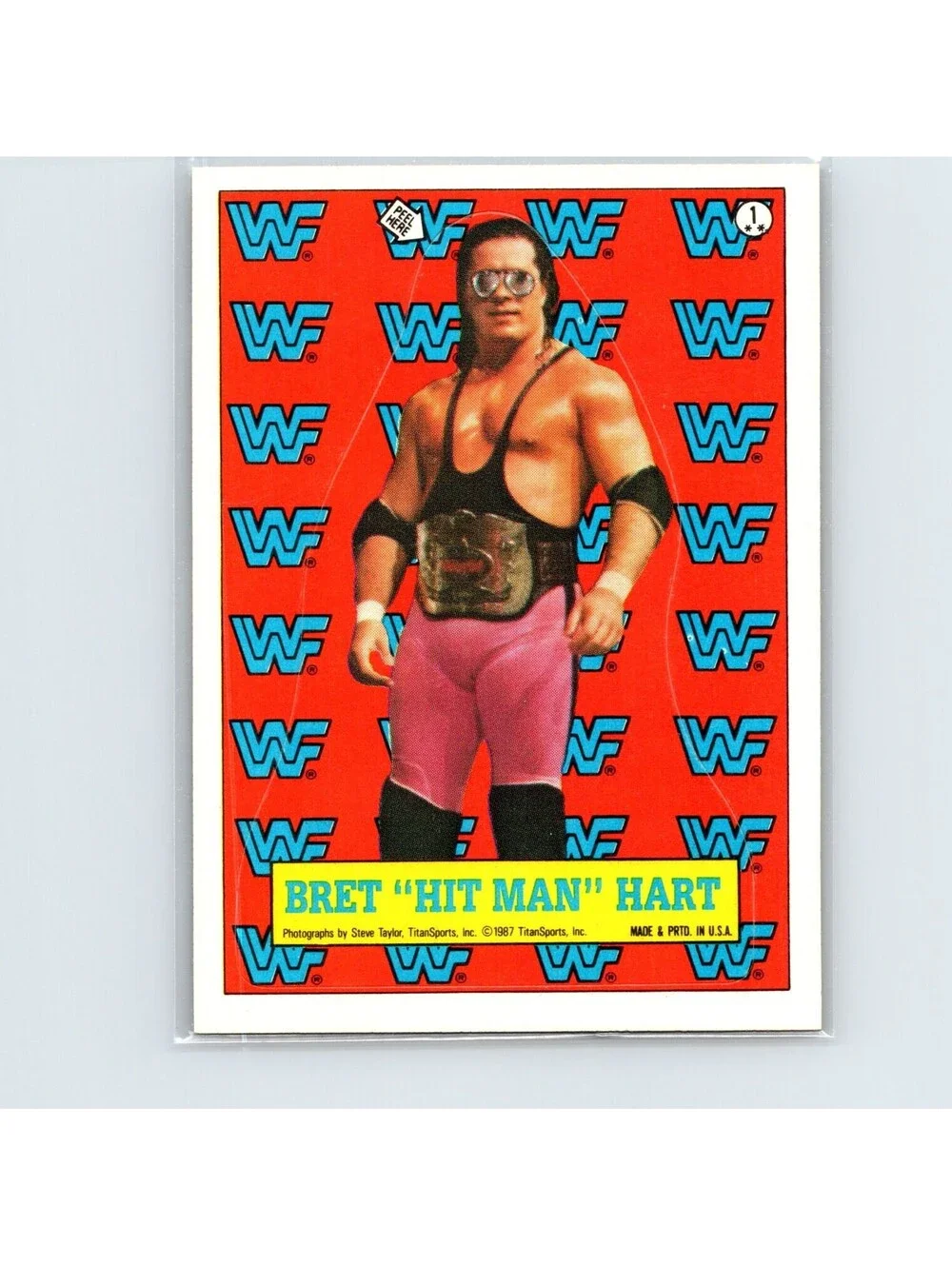 1987 Topps WWF Stickers Bret Hart #1